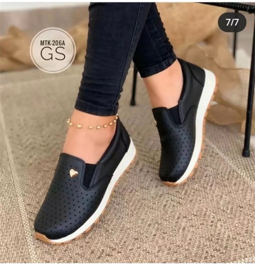 New arrival black gold buckle slip on platform sports shoes casual women New arrival black gold buckle slip on platform sports shoes casual women