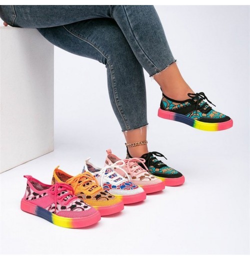 New 2024 Large 36-43 Casual Single Shoe Colorful Lace-up Breathable Casual All-Match Sneakers For Women New 2024 Large 36-43 Casual Single Shoe Colorful Lace-up Breathable Casual All-Match Sneakers For Women
