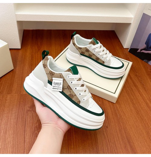 Customizable Luxury Women's Chunky Sole Lace-Up Sneakers with Personalized Logo Customizable Luxury Women's Chunky Sole Lace-Up Sneakers with Personalized Logo