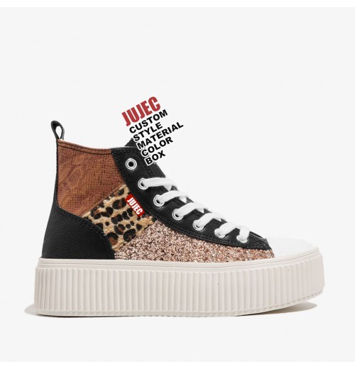 Pu Leather Upper Chunky Sneakers with Metal Chain Accent and Thick Platform Sole for Women Pu Leather Upper Chunky Sneakers with Metal Chain Accent and Thick Platform Sole for Women